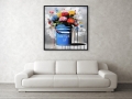 Bild 2 von Premium - Galerie Rahmen -  Never give up  - Bunte Blumen - Street Art