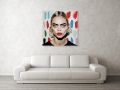 Bild 3 von Hommage Cara Delevingne 01 Pop Art Photo Realismus - Pop Art Photo Realismus  / (Größe) 100 cm x 100 cm 3 mm Silber Alu gebürstet inkl. Halterungen beigelegt