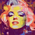 Bild 1 von Motiv Marilyn Monroe Colors by Felix von Altersheim  / (Größe) 80 cm x 80 cm 3 mm Silber Alu gebürstet inkl. Halterungen beigelegt