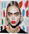 Bild 2 von Hommage Cara Delevingne 01 Pop Art Photo Realismus - Pop Art Photo Realismus  / (Größe) 120 cm x 120 cm 3 mm Silber Alu gebürstet inkl. Halterungen beigelegt