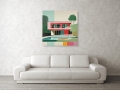 Bild 3 von Bauhaus - Pop Art Architektur Pool 02 -  by Felix von Altersheim  / (Größe) 80 cm x 80 cm 3 mm Silber Alu gebürstet inkl. Halterungen beigelegt