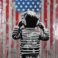 Bild 1 von Can not listen USA 01 - Boy - Hommage Banksy by Felix von Altersheim  / (Größe) 80 cm x 80 cm Alu Dibond matt inkl. Halterungen beigelegt